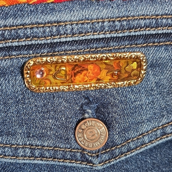 Upcycled Denim Jacket With Brooch - Picture 5 of 8